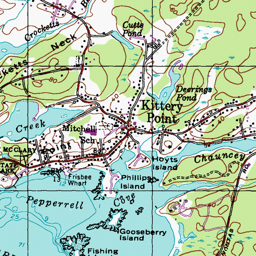 Topographic Map of Kittery Point Fire Station, ME
