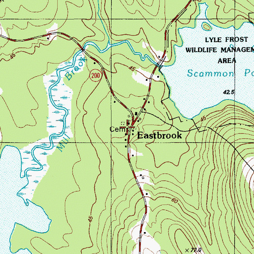 Topographic Map of Eastbrook Volunteer Fire Department, ME