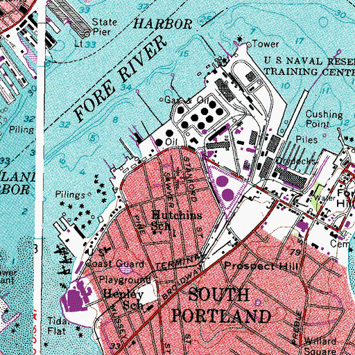 Topographic Map of South Portland Fire Department Ferry Village, ME