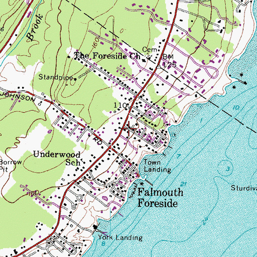 Topographic Map of Falmouth Volunteer Fire Department Emergency Medical Services Foreside Station, ME