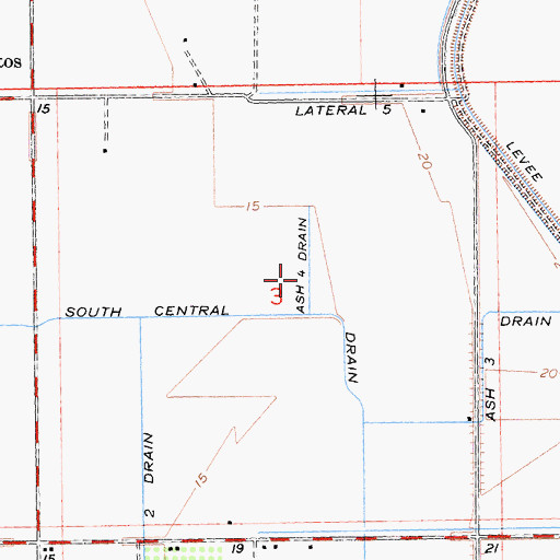 Topographic Map of Ash Four Drain, CA