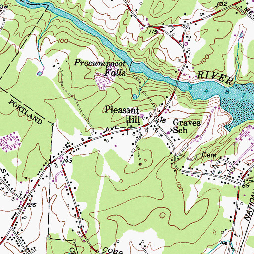 Topographic Map of Falmouth Volunteer Fire Department Engine 3, ME