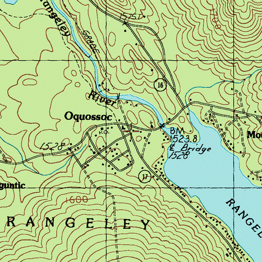 Topographic Map of Oquossoc Volunteer Fire Department, ME