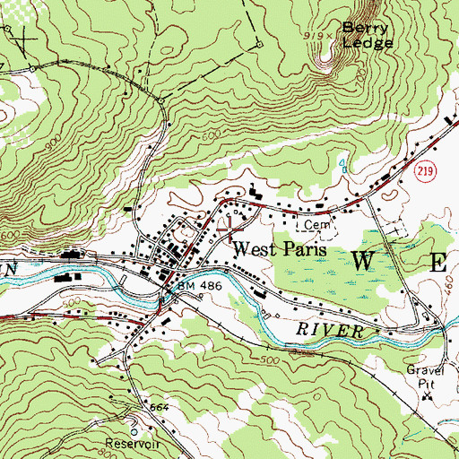 Topographic Map of West Paris Fire Department, ME