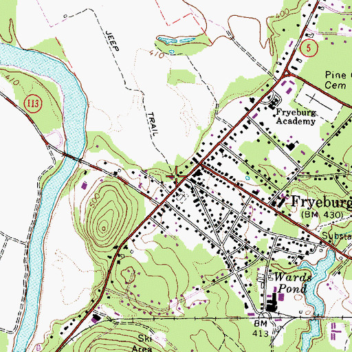 Topographic Map of Fryeburg Fire Department, ME