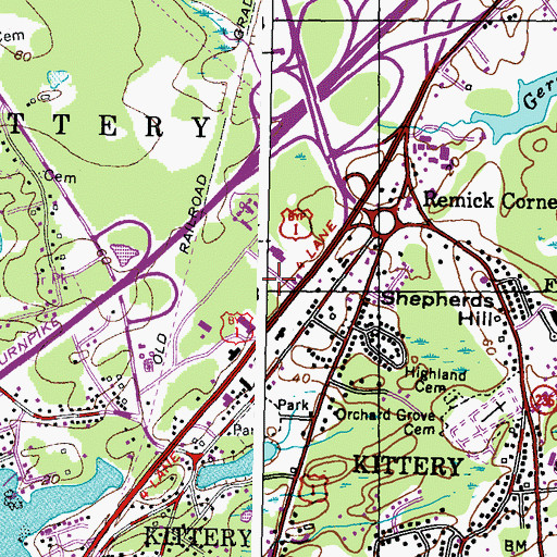 Topographic Map of Kittery Fire Department Georges Road Station, ME
