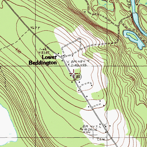 Topographic Map of Beddington Volunteer Fire Department, ME