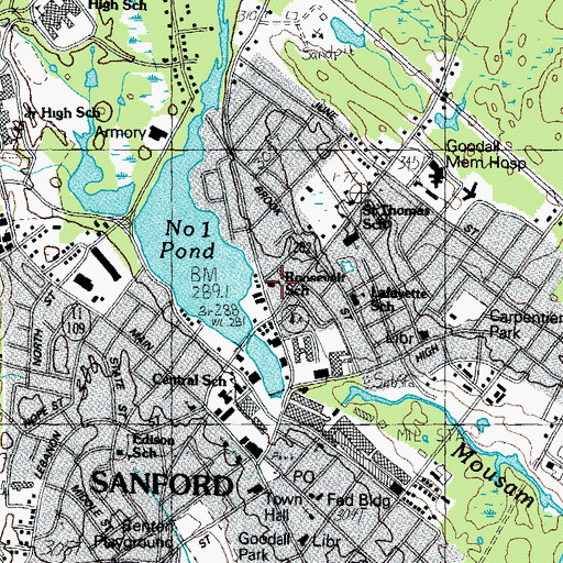 Topographic Map of Sanford Fire Department Roseville Training Facility, ME