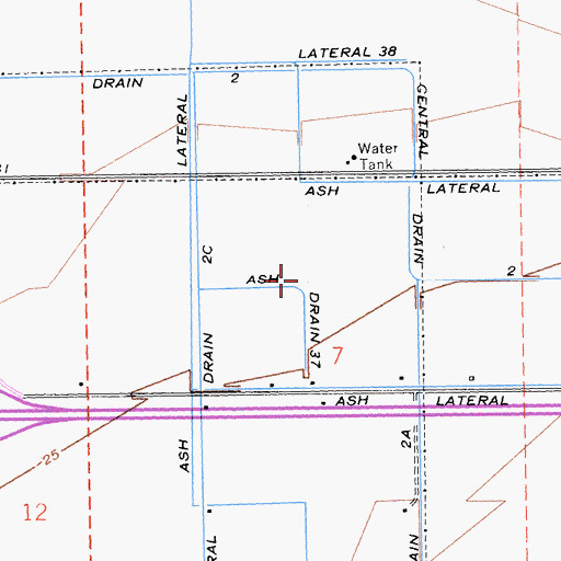 Topographic Map of Ash Drain Thirtyseven, CA