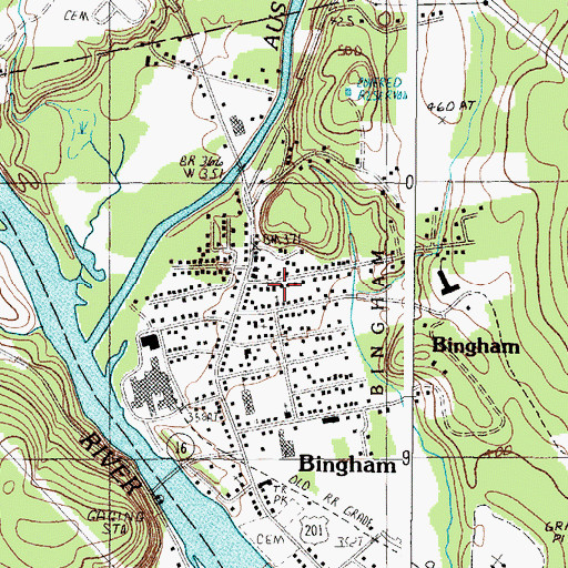 Topographic Map of Bingham Fire Department, ME