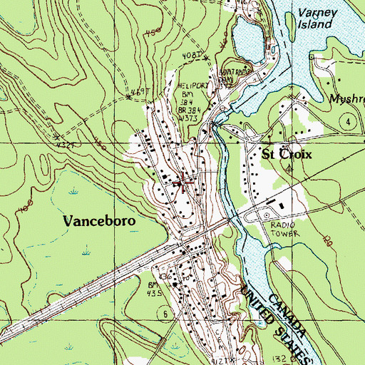 Topographic Map of Vanceboro Volunteer Fire Department, ME