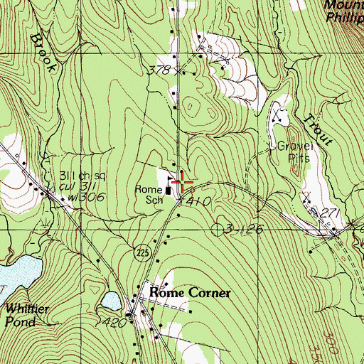 Topographic Map of Rome Volunteer Fire Department Station 2, ME