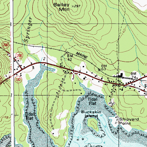 Topographic Map of Franklin Volunteer Fire Department, ME