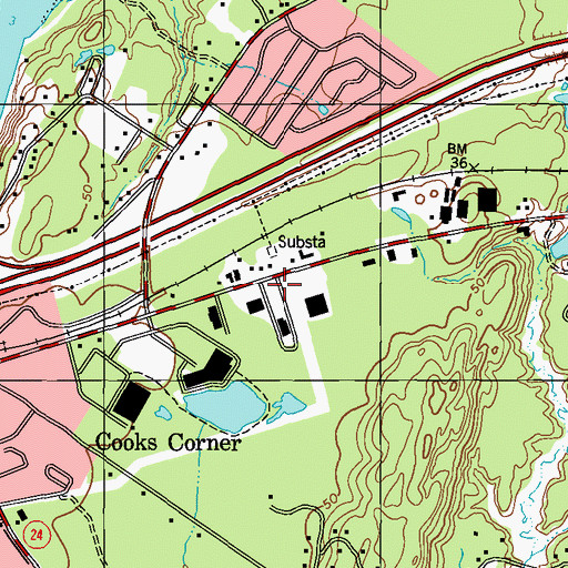 Topographic Map of Brunswick Fire Department Emerson Station, ME