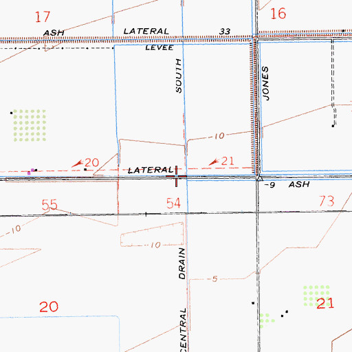 Topographic Map of Ash Lateral Fifteen, CA