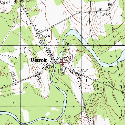 Topographic Map of Detroit Volunteer Fire Station, ME
