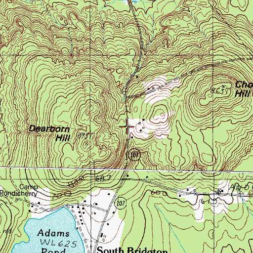 Topographic Map of Bridgton Fire Department South Station, ME