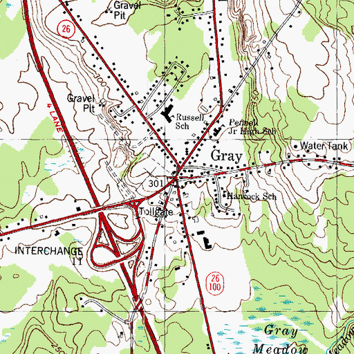 Topographic Map of Village Fire and Rescue Station (historical), ME