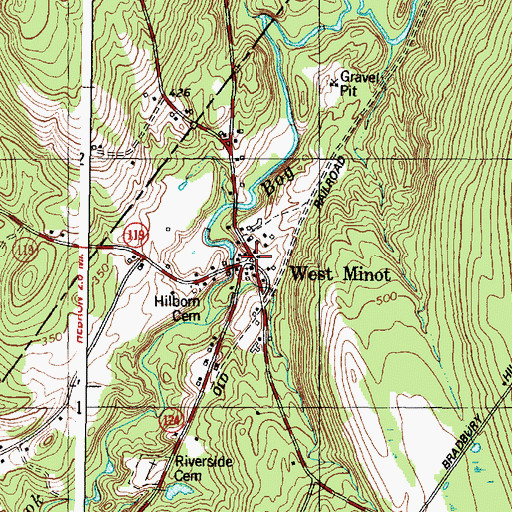 Topographic Map of West Minot Village Fire Department, ME