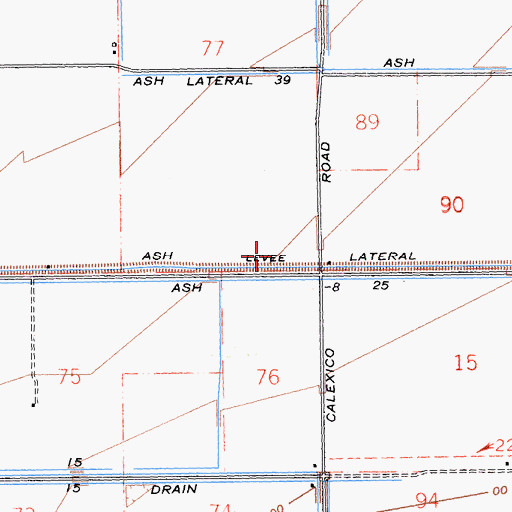 Topographic Map of Ash Lateral Twentyfive, CA