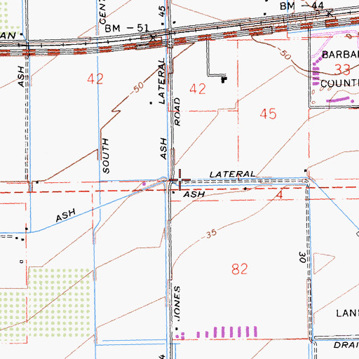 Topographic Map of Ash Lateral Thirty, CA