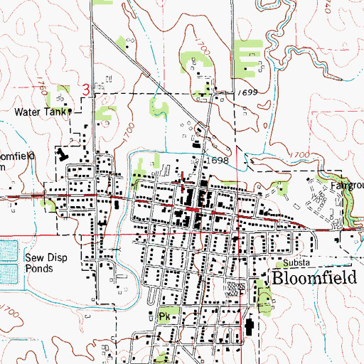 Topographic Map of Bloomfield Fire Department - Bloomfield Rural Fire Department, NE