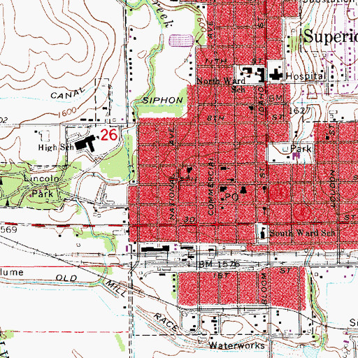 Topographic Map of Superior Rural Fire Protection District, NE