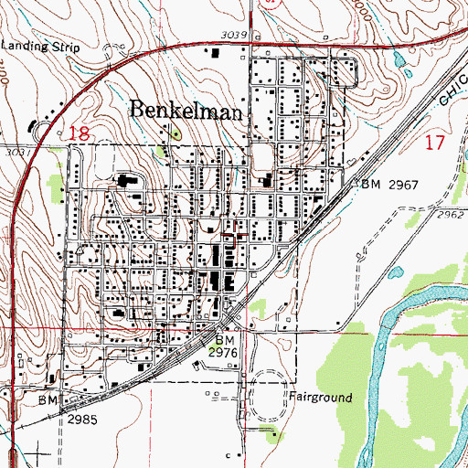 Topographic Map of Benkelman Volunteer Fire Department, NE