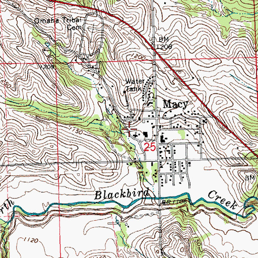 Topographic Map of Macy Volunteer Fire Department, NE