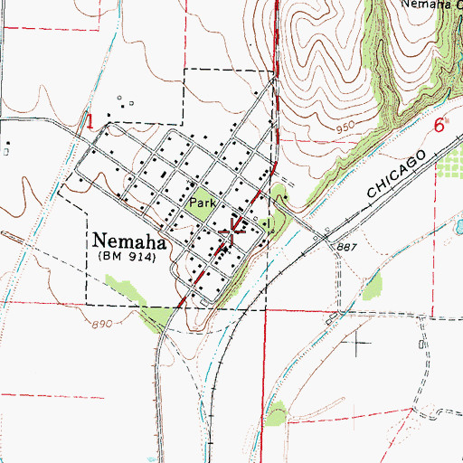 Topographic Map of Nemaha Volunteer Fire Department District 4, NE