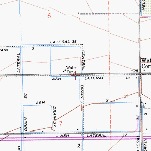Topographic Map of Ash Lateral Thirtythree, CA
