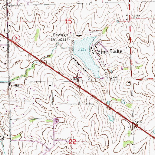Topographic Map of Southeast Rural Fire District - Pine Lake Station, NE