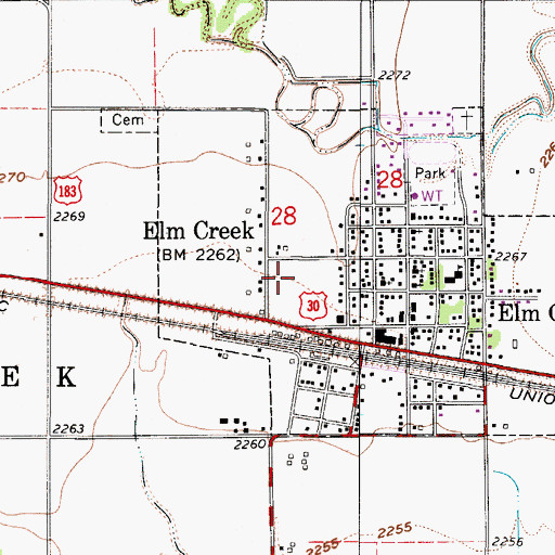 Topographic Map of Elm Creek Volunteer Fire and Rescue Department, NE