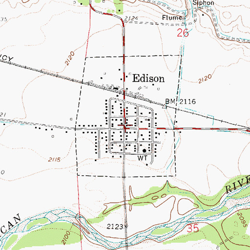 Topographic Map of Edison Volunteer Fire Department, NE