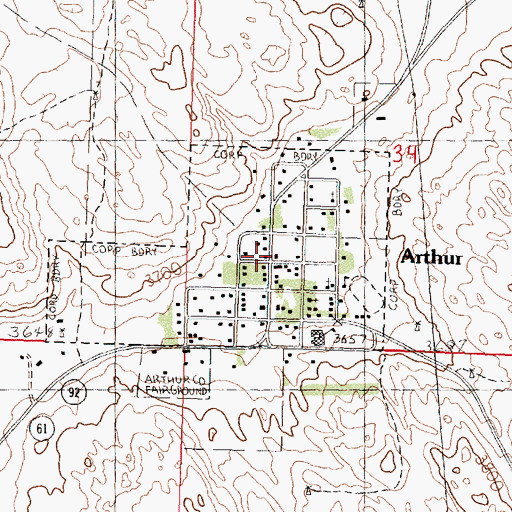 Topographic Map of Arthur County Rural Fire District, NE