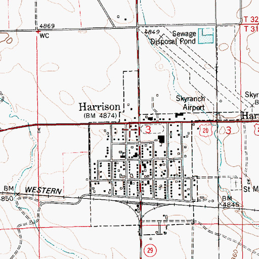 Topographic Map of Harrison Volunteer Fire Department, NE