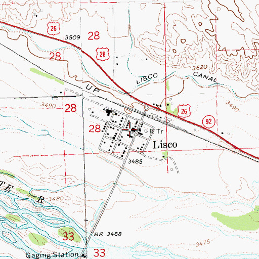 Topographic Map of Lisco Volunteer Fire Department, NE
