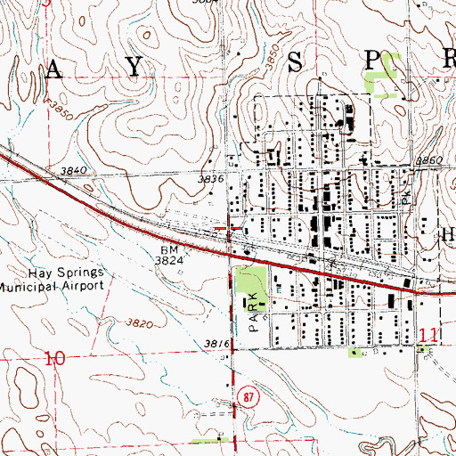 Topographic Map of Hay Springs Volunteer Fire Department, NE