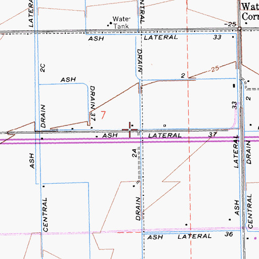 Topographic Map of Ash Lateral Thirtyseven, CA