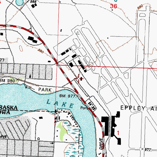 Topographic Map of Omaha Airport Authority Fire and Rescue Department, NE