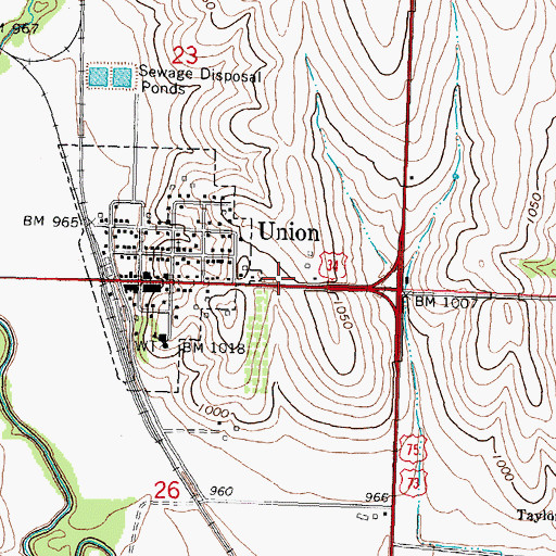 Topographic Map of Union Volunteer Fire and Rescue, NE