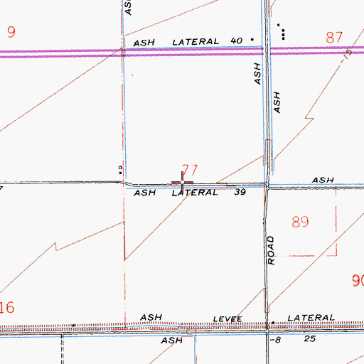 Topographic Map of Ash Lateral Thirtynine, CA