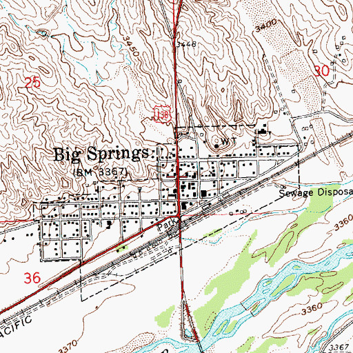 Topographic Map of Big Springs Volunteer Fire and Rescue, NE