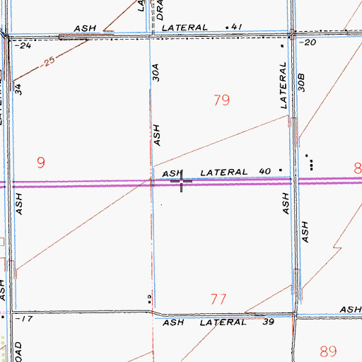 Topographic Map of Ash Lateral Forty, CA