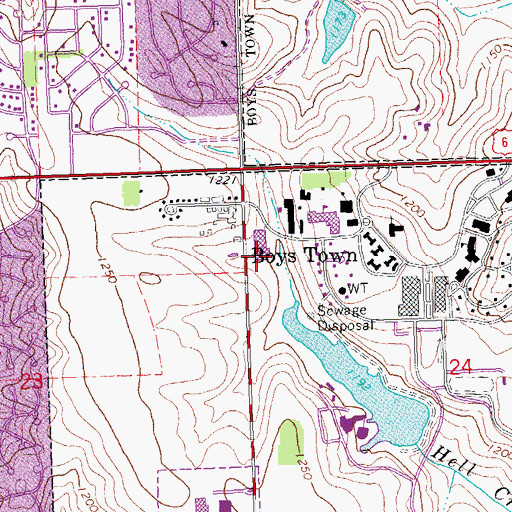 Topographic Map of Boys Town Department of Fire and Rescue, NE