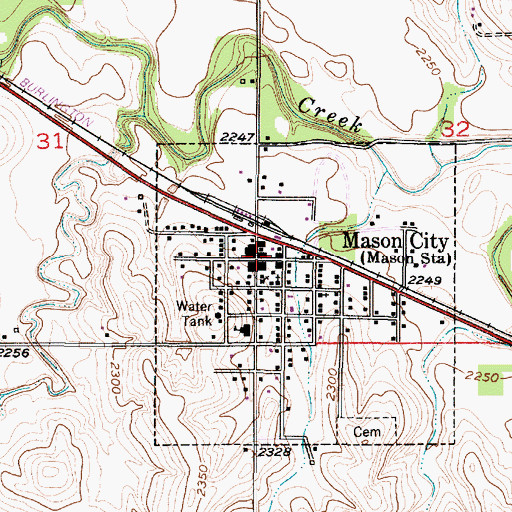 Topographic Map of Mason City Rural Volunteer Fire Department, NE