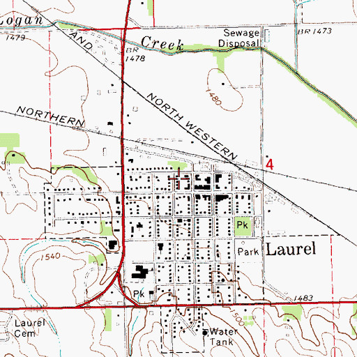 Topographic Map of Laurel Fire Department, NE