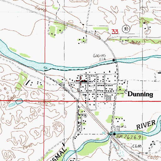 Topographic Map of Dunning Volunteer Fire Department, NE