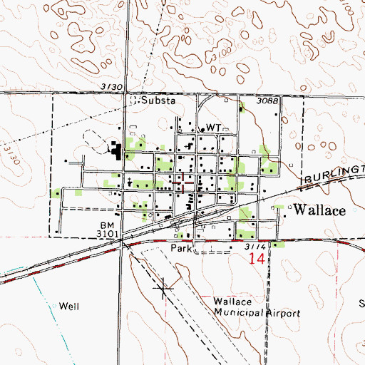 Topographic Map of Wallace Rural Fire District, NE