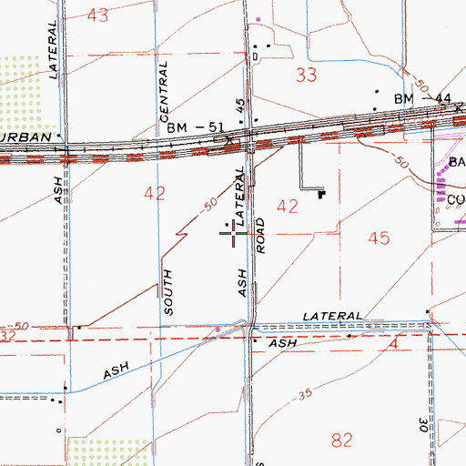 Topographic Map of Ash Lateral Fortyfive, CA